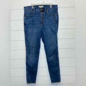 Madewell High Rise Blue Skinny Jeans with Button Fly Size 30